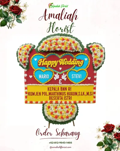 Karangan Papan Bunga Pernikahan di Tegalongok